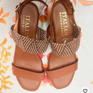 Italian Shoemakers Tan and Brown Sandals